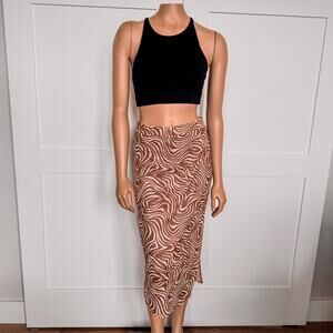 NWT-Miami of Francesca's, Robbie Animal Mesh Midi Skirt, Women's Size Small